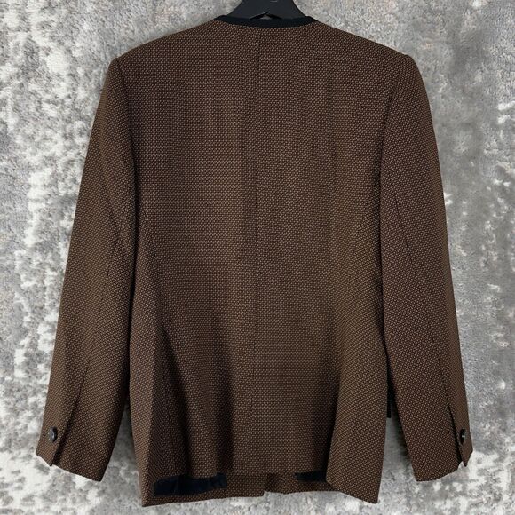 Kasper ASL Size 8 4 Button Blazer Jacket Brown Long Sleeve Lined Round Neck - Picture 4 of 8